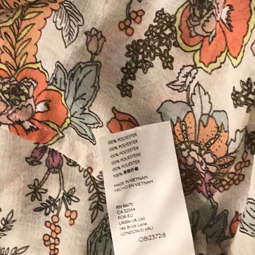 Free People Earth Folk Tea Set Floral Maxi Dress (Flaw) Duster Drape Swim Cover - Picture 8 of 10